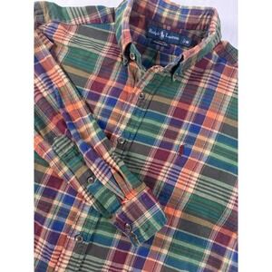 Polo Ralph Lauren Classic Fit  Mens M Multicolor Plaid Slim Fit Button Down Pony